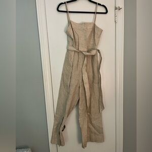 J. Crew linen Light Tan Jumpsuit with Belt